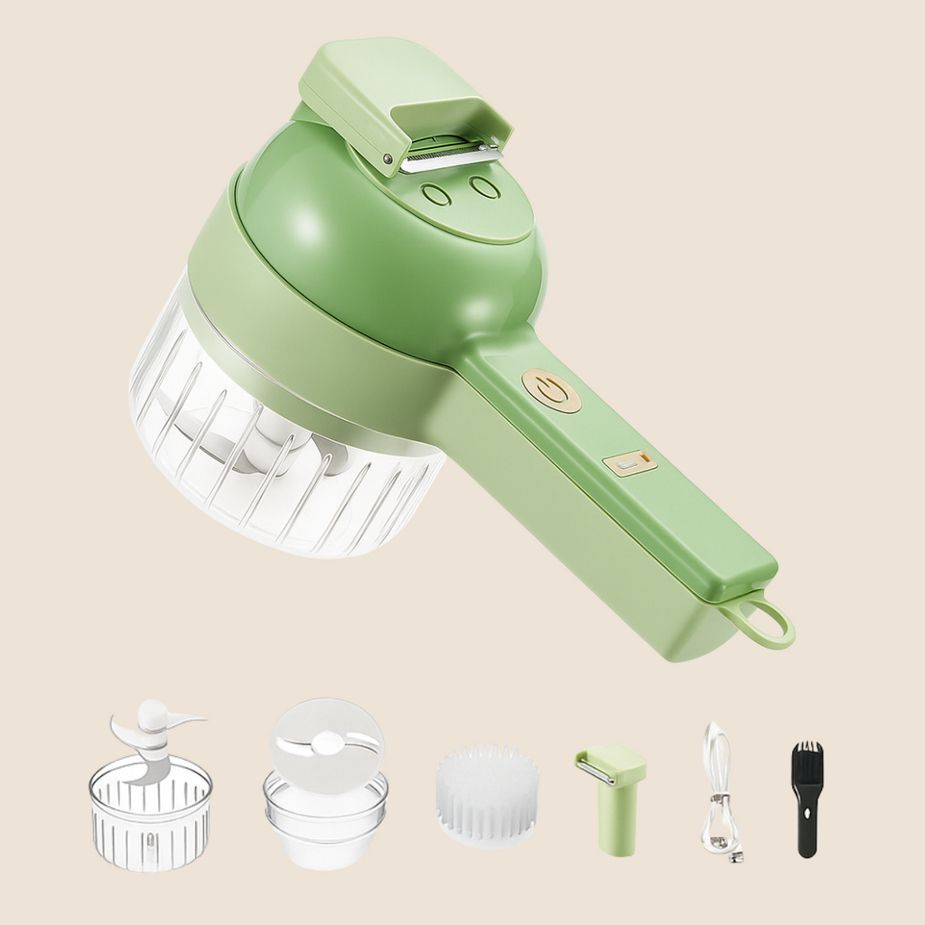 Tocator de bucatarie electric 4 in 1 portabil: Feliere, Tocare, Curatare, Maruntire